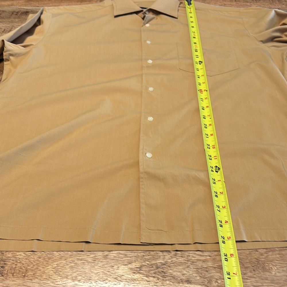 Hugo Boss Dress Shirt Mens Size 16 Mustard  Button Up Stretch Long Sleeve (7) - Picture 4 of 4